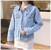 Women's Jackets Laura's Store// Girl's Fashion Arrival Denim Jacket Ladies Coat Blue And White