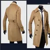 Mélanges de laine masculine hiver nouveau mode masculine laine mélange veste affaires trench-coat trench coatter le pardessus hombre punk poussière de poussière extérieure hkd230718