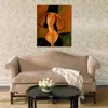 Arte murale contemporanea Ritratto di donna con cappello Amedeo Modigliani Famoso dipinto fatto a mano Modern Music Room Decor