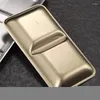 Dinnerware Sets Stainless Steel Gold Seasoning Dish Pot Dipping Bowl Soy Sauce Square Barbecue Snack Plate Kitchen Korean Condiment