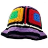Berets damskie ręcznie robione kolorowe kolorowe szydełkowe wiadra czapki y2k moda letnia słoma hat na plaży Korean puste rybak dzianinowy