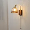 Lampa ścienna japoński styl retro nowoczesny prosty salon sypialnia jadalnia nocna studium łazienka pełna miedź z przodu