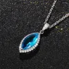 Colares com Pingente Huitan Personalidade Azul Céu Marquise Colar de Zircônia Cúbica Luxo Moda Feminina Acessórios Pescoço Festa Jóias Elegantes