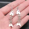 Backs Earrings N1HE Trend Vintage Fish Bone Dangle For Women Girl Retro Skeleton Drop Cute Earring Jewelry