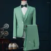 Abiti da uomo Blazer 2021 Ultimi disegni di pantaloni da cappotto Abito da uomo verde menta Slim Fit 3 pezzi Elegante smoking da sposo personalizzato Prom Bla236h