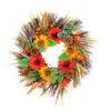 Decorative Flowers Sunflower Wreath Wall Hanging 40cm Artificial Flower Spring Summer For Holiday Porch Housewarming Window Fireplace