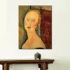 Beautiful Woman Canvas Art Study Room Decor Germaine Survage with Earrings Amedeo Modigliani Painting Handmade High Quality