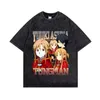 Herren T-Shirts Sword Art Online Washed Shirt Mode Hochwertige T-Shirts mit kurzen Ärmeln Übergroßes Hip Hop Streetwear Baumwoll-T-Shirt