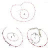 Necklace Earrings Set 2Pcs/set Red Blood Drop Bracelet Men And Women Fashion Novel Crossed Open Thin Hand