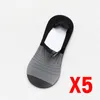 Herrstrumpor 5pairs Boat Sock Summer Ultra-Thin Mesh Breattable Low Cut Ankle Slippers Silicone Anti-Slip Invisible No Show