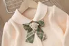 Clothing Sets Children's Clothing Sets Bear Bow Puffy Sleeve Top +Pleated Skirt 2pcs Sets Outfits Girls Clothes Set 2 To Years Kids Boutique