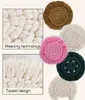 Table Mats Rattan Trivet Home Creative Cotton Braid Handmade Macrame Cup Cushion Bohemia Style Non-slip Mat