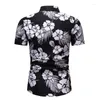 Camicie casual da uomo Summer Hawaiian Beach Print Camicia da uomo a maniche corte stampata a fiori con foglie Modello da uomo Top sociali classici