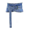 Ceintures Large Denim Taille Ceinture Pour Femmes Rétro Corset Cinch Ceinture Dames Robe Cinturones Para Mujer Hombre