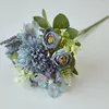 Dekorativa blommor konstgjorda blommor hortensia rosvita sidenbord mittstycken bröllop pion mormor boll falska buketter festdekor