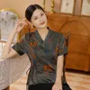 Vêtements ethniques grande taille 4Xl femmes Vintage Hanfu costume amélioré Qipao haut Satin soie Tang vêtements Blouse Style chinois Cheongsams