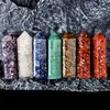 7 Chakra Star Gemstone Group Healing Crystal Quartz Energy Stone Esagonale Point Array Statua Figurine con supporto in ossidiana2183