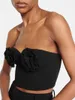 Débardeurs Femme Modphy Chic Fleurs Solides Conception Discothèque Débardeur Corset Sexy Tops Femmes Soutien-Gorge Push Up Bustier Femme Mujer Noir