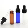4ml Glass Dropper Bottles Clear Amber Blue Glass Sample Bottle Vials For E Liquid With Black Lids 3000pcs lot315P