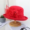 Berets Wollfilz Eimer Hut Frauen Mode Elegante Blume Fedora Vintage Warme Party Hochzeit Chapeus