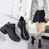 2019 nova moda primavera botas femininas de salto alto sapatos de couro PU plataforma outono botas de fivela de tornozelo para mulheres L230704