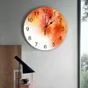 Wall Clocks Fall Leafs Watercolor Clock Large Modern Kitchen Dinning Round Bedroom Silent Hanging Watch