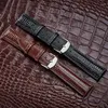 Bracelets de montre 12 14 16 18 20 22 24mm motif Crocodile bracelet en cuir de vache véritable bande pendant des heures bracelet homme Mme