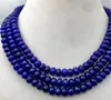 Chains Huge 5x8mm NATURAL Blue Sapphire FACETED BEADS NECKLACE 3 Row 17-19''