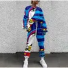 Women's Two Piece Pants Women Tracksuit Two Piece Pullovers Cloting Long Sleeve Tie-dye Print Female Tops And Elastic Waist Pants Slim Casual Streetwear 230717