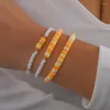 Braccialetti con ciondoli Elasticità bohémien Geometria Perline Ornamenti per bracciali a blocchi di colore Argilla polimerica vintage per gioielli da donna Regalo della Corea