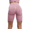 Aktiva shorts kvinnor hög midja yoga hem gym cykel fitness höft lyft sport korta byxor andningsbara byxor kläder rosa