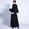 Casual Kleider Frauen Muslim Tiered Rüschen Flare Langarm Offenes Kleid Abaya Kaftan Robe Split Front Islamische Dubai Party Drop