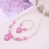 Gioielli in resina rosa scintillante con cuore e stella, collana, bracciale, accessori