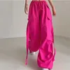 Frauen Hosen Ästhetische Übergroße Fracht 2023 Sommer Jogginghose Spitze Up Band Chic Rosa Capris Casual Harajuku Streetwear Frauen Hose