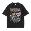 メンズTシャツアニメYu Gi Oh Vintage Washed TシャツMen Yugi Muto Printed Tシャツ特大のストリートウェアマンガY2Kショートスリーブユニセックストップ230718