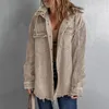 レディースジャケットフード付きポケットドローストリング長袖の女性秋コートコントラストカラー暖かいシングルブレストビンテージスプリングデイリーウェア