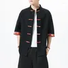 Etnische Kleding Chinese Traditionele Stijl Halve Mouw Vintage Shirt Mannen Mode Hip Hop Streetwear Voor Mannelijke Korte Blouse Shirts 5Xl