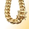 Miami Cuban Link Chain 18k Gold Plated Halskette Punk Edelstahlschmuck Halsketten3481346