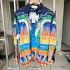 Mens Tracksuits Castle Print Casablanca Shirts Real Po Designer Clothes Casa Catton Men kläder One Day Ship Out Tops 230717