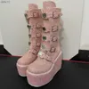 bottes de plate-forme rose gothique