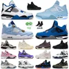 الأصلي Jumpman 4S كرة السلة أحذية 4 رجال منخفضة الرجال أحذية رياضية في الهواء الطلق المدربين Eminem Encore GS Motorsport OW-Blue Blue White Silt Red Red Tves Purple Pink