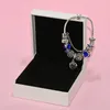 Mond- und Sternanhänger Blaues Charmearmband Set für Pandorade 925 Silberschugelkette Charms Armbänder für Frauen Designer Schmuck Luxusarmband mit O.