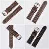 Beafiry Fashion Oil Wax äkta läderklockband 19mm 20mm 21mm 22mm 23mm 24mm Watch Straps Watchbands Belt Brown Black H09211i