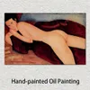 Female Figure Abstract Canvas Art Reclining Nude from the Back Amedeo Modigliani Painting Hand Painted Artwork Bedroom Decor