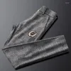 Pantalons pour hommes Light Luxury Grade Quality Plaid Automne Casual Business Straight-leg Tapered Long Pants