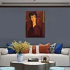 Abstract portret canvas kunst portret van een meisje (victoria) Amedeo Modigliani schilderij handgemaakte hedendaagse Home decor
