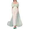 Urban Sexy Dresses Evening Special Occasion Dress Square Neck Green White Tulle Lace Embroidery And Elegant Tailoring 2023 230718