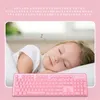 Conjunto de teclado e mouse retroiluminado para jogos com sensação mecânica Teclas de chocolate rosa adequadas para notebooks de PC Teclados não mecânicos 223J