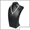 Soporte de joyería Roll Up Packaging Black Pu Collar de cuero Busto Pantalla alta Forma de cuello para joyería Estante de ventana Mostrador de exhibición Dhmdg