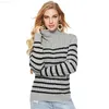 Pulls pour femmes pull à col roulé à rayures pour femmes automne hiver femme à manches longues col haut tricoté pull chemises dames pull hauts L230718